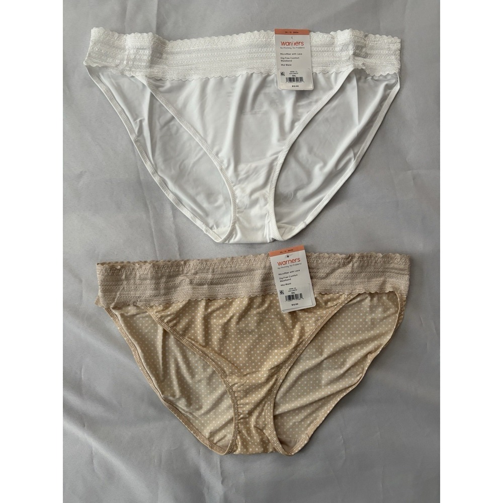 NEW Warners No Pinching No Problem Lace Bikini WR5509 2 Pair Women Size 3XLarge